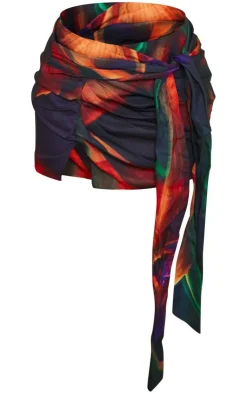 PrettyLittleThing Premium Tie Dye Tie Detail Mini Skirt Multi
