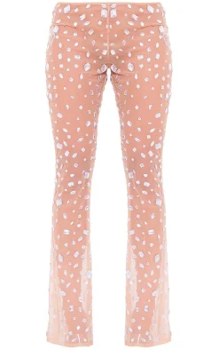 Online PrettyLittleThing Premium Jewel Mesh Low Rise Pants Nude