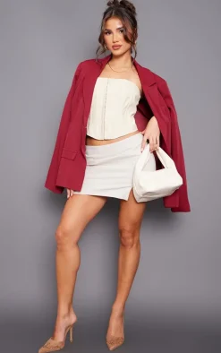 Premium Linen Look Split Mini Skirt-PrettyLittleThing New
