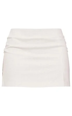 Premium Linen Look Split Mini Skirt-PrettyLittleThing New