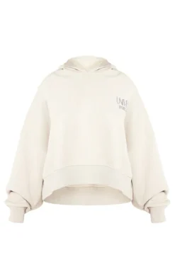 PrettyLittleThing Grey Sweatsuits*Premium Petite Tonal Print Panelled Boxy Hoodie