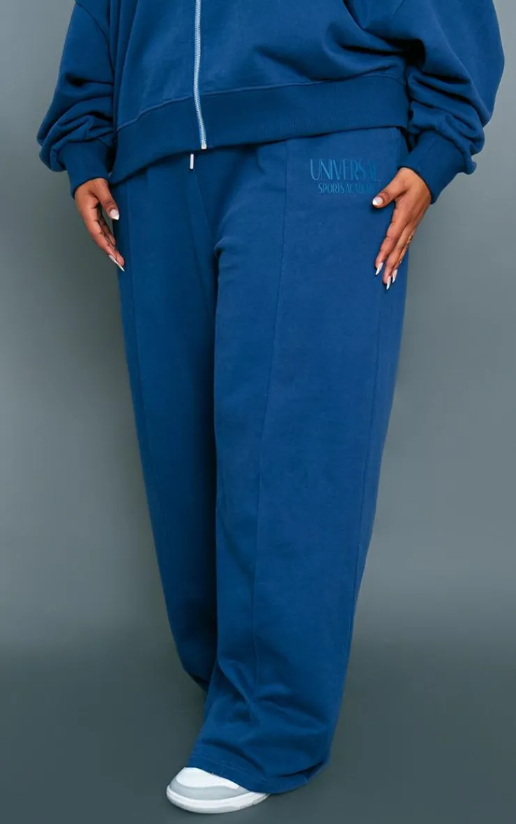 Best PrettyLittleThing Premium Plus Oversized Pintuck Wide Leg Sweatpants Navy
