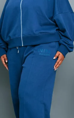 Best PrettyLittleThing Premium Plus Oversized Pintuck Wide Leg Sweatpants Navy