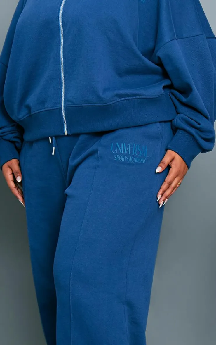 Best PrettyLittleThing Premium Plus Oversized Pintuck Wide Leg Sweatpants Navy
