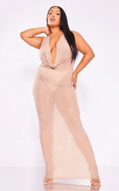 Premium Plus Embellished Mesh Maxi Dress-PrettyLittleThing Best
