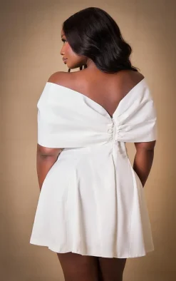 Premium Plus Satin Extreme Bow Detail Romper-PrettyLittleThing Clearance