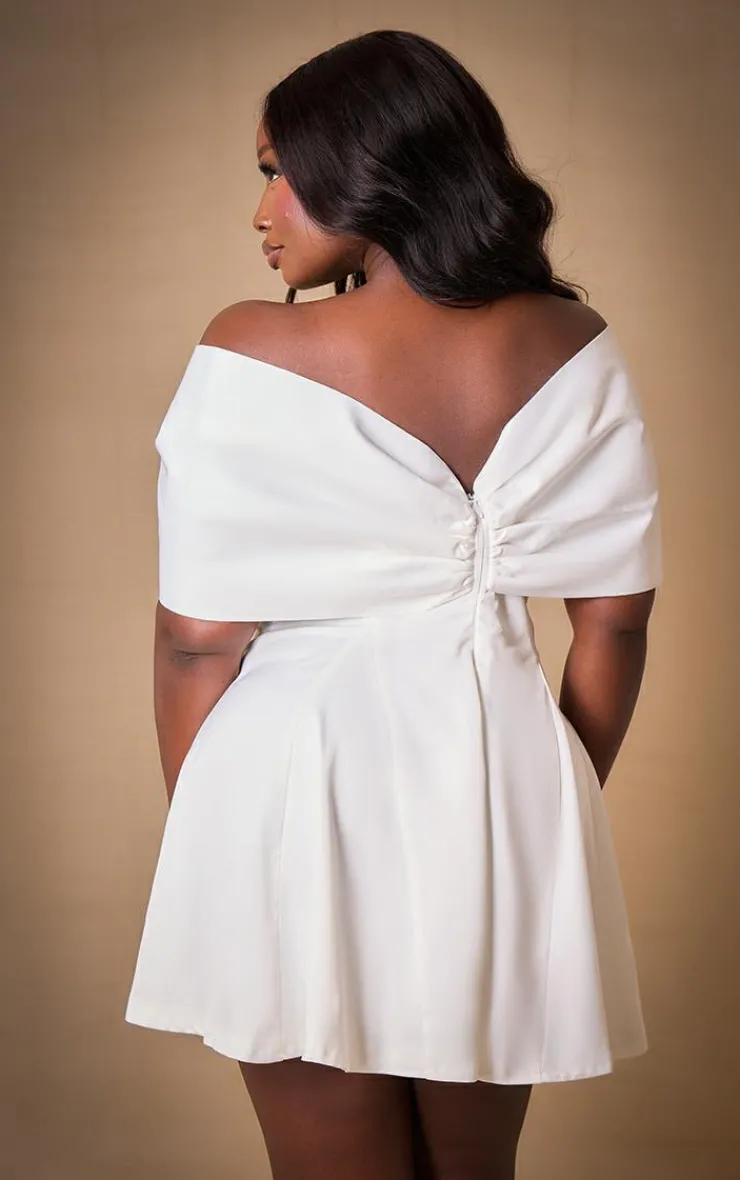 Premium Plus Satin Extreme Bow Detail Romper-PrettyLittleThing Clearance