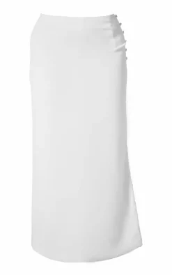 New PrettyLittleThing Premium Plus Woven Button Detail Maxi Skirt White