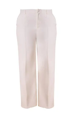 Hot PrettyLittleThing Premium Plus Woven Pin Tuck Straight Leg Pants White