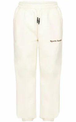PrettyLittleThing Premium Sports Academy Puff Print Oversized Sweatpants Sand