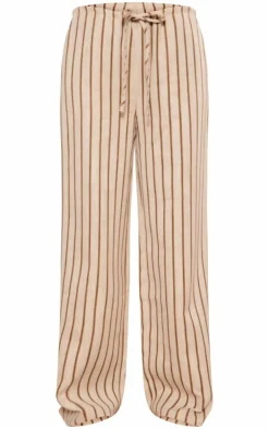 Premium Stone Stripe Linen Drawstring Straight Leg Pant