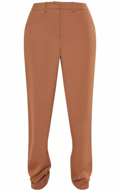 Outlet PrettyLittleThing Premium Textured Tailored Seam Straight Leg Pants Taupe