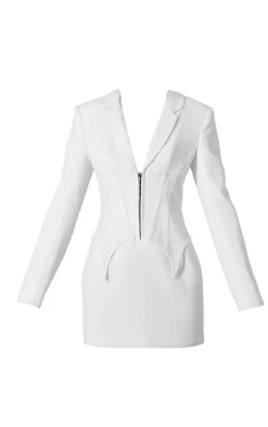 Premium Lace Corset Detail Blazer Dress-PrettyLittleThing Sale