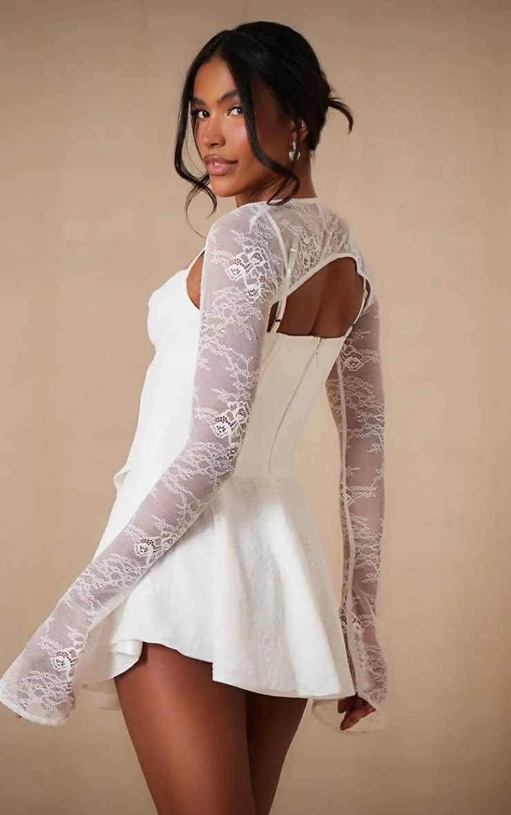 Premium Lace Long Sleeve Cup Detail Dress-PrettyLittleThing Online