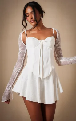 Premium Lace Long Sleeve Cup Detail Dress-PrettyLittleThing Online