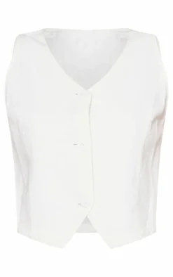 Online PrettyLittleThing Premium Linen Look Tailored Mini Skirt White