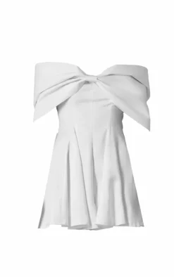 Premium Satin Extreme Bow Detail Romper-PrettyLittleThing Outlet