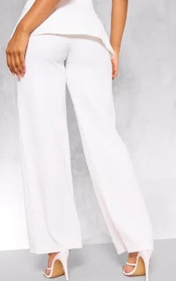 Outlet PrettyLittleThing Premium Tailored Woven Straight Leg Pants White