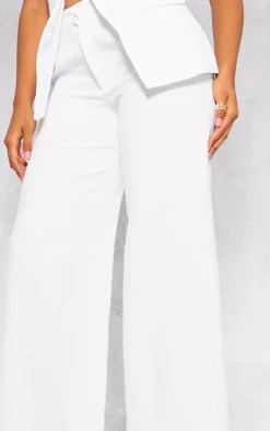Outlet PrettyLittleThing Premium Tailored Woven Straight Leg Pants White