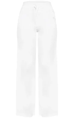Outlet PrettyLittleThing Premium Tailored Woven Straight Leg Pants White