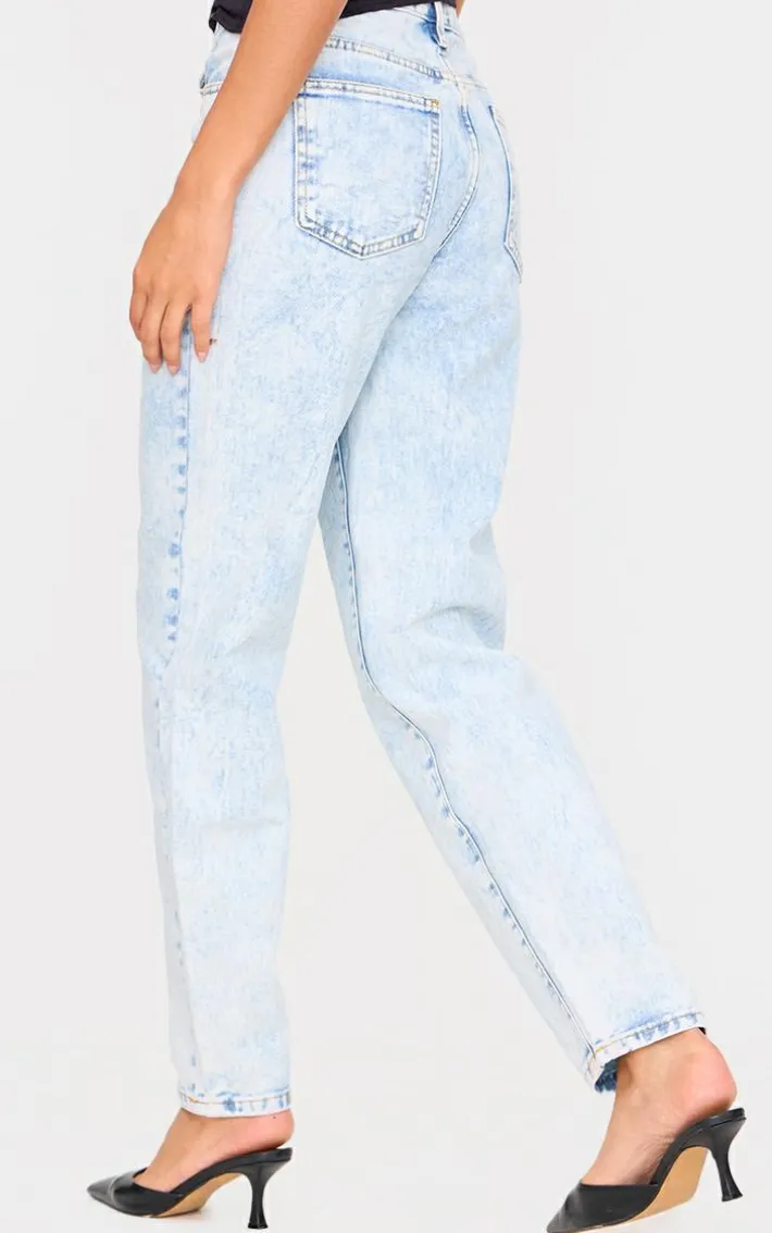 PRETTYLITTLETHING Acid Blue Mom Jeans
