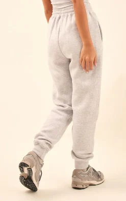 Online PrettyLittleThing Logo High Waisted Cuffed Sweatpants Ash Grey