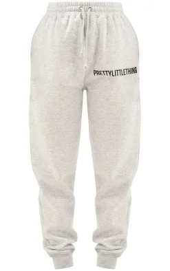 Online PrettyLittleThing Logo High Waisted Cuffed Sweatpants Ash Grey