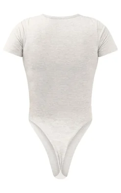 Best PrettyLittleThing Logo Short Sleeved Bodysuit Ash Grey