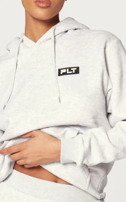 PrettyLittleThing Grey Sweatsuits*Logo Badge Detailed Oversized Hoodie