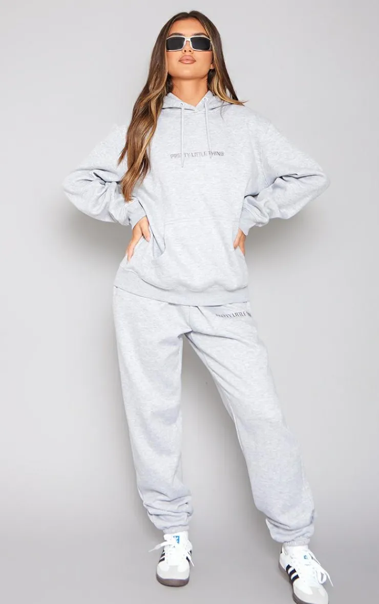 Best PrettyLittleThing Embroidered Graphic Hoodie Ash Grey