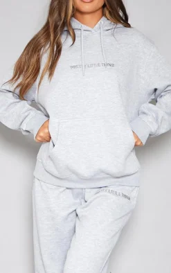 Best PrettyLittleThing Embroidered Graphic Hoodie Ash Grey