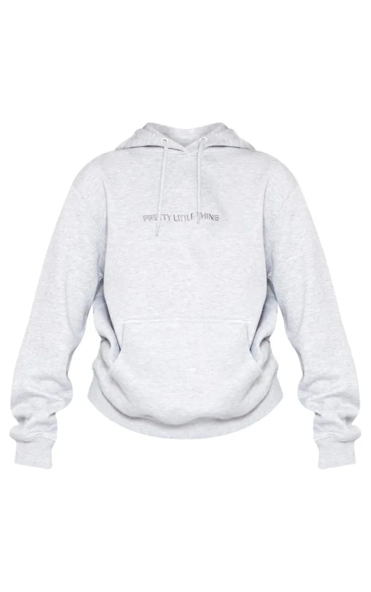 Best PrettyLittleThing Embroidered Graphic Hoodie Ash Grey