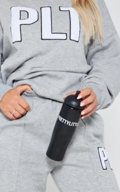 New PrettyLittleThing Borg Applique Oversized Sweatshirt Ash Grey