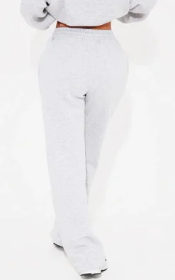 Sale PrettyLittleThing Logo Embroidered Wide Leg Sweatpants Ash Grey