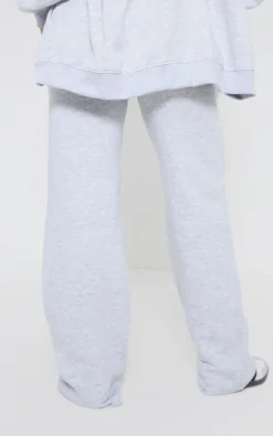 Online PrettyLittleThing Logo Badge Wide Leg Sweatpants Ash Grey
