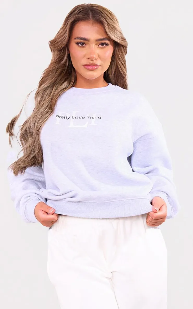 PrettyLittleThing Oversized Sweaters*Graphic Oversized Crewneck Sweatshirt
