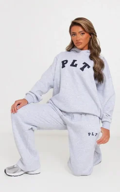 Discount PrettyLittleThing Logo Oversized Hoodie Ash Grey