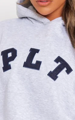 Discount PrettyLittleThing Logo Oversized Hoodie Ash Grey