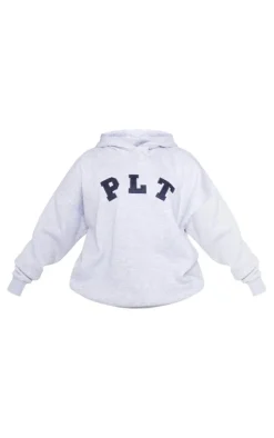 Discount PrettyLittleThing Logo Oversized Hoodie Ash Grey
