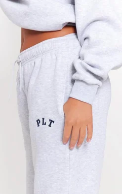 Sale PrettyLittleThing Logo Oversized Wide Leg Sweatpants Ash Grey