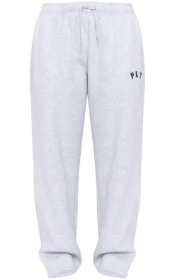Sale PrettyLittleThing Logo Oversized Wide Leg Sweatpants Ash Grey