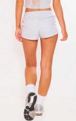 Discount PrettyLittleThing Embroidered Runner Shorts Ash Grey