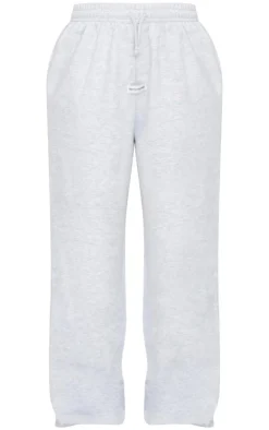 New PrettyLittleThing Badge Detail Mid Rise Wide Leg Sweatpants Ash Grey