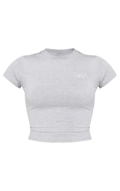 Clearance PrettyLittleThing Cotton Longline Fitted T-shirt Ash Grey