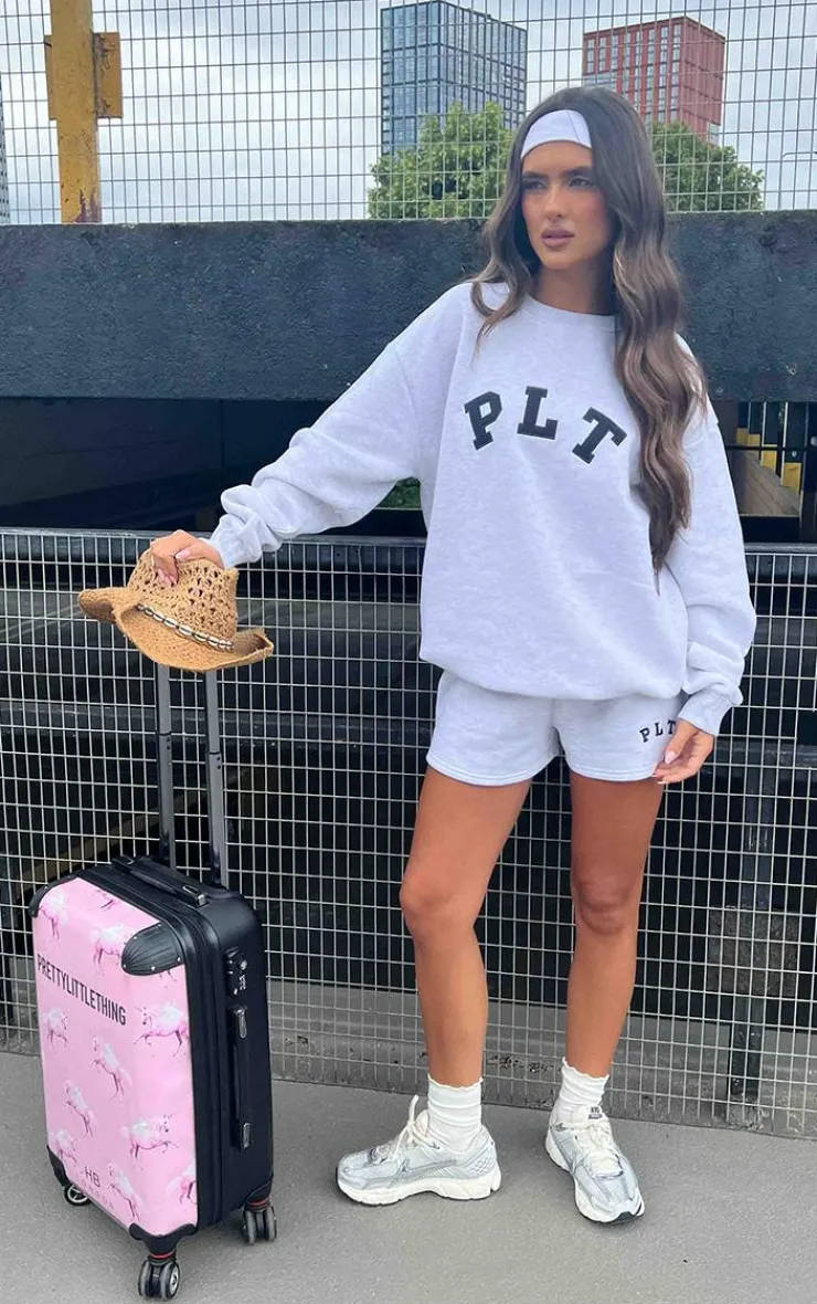 Sale PrettyLittleThing Logo Sweat Shorts Ash Grey