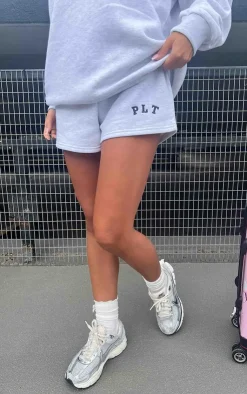 Sale PrettyLittleThing Logo Sweat Shorts Ash Grey