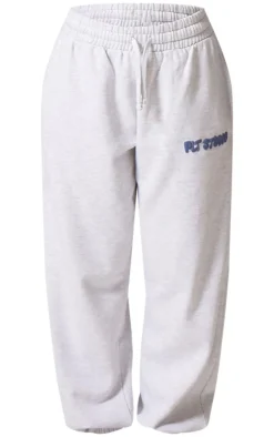 PrettyLittleThing Christmas Shop*Ash Grey Premium Studio Print Cuffed Sweatpants