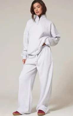 Clearance PrettyLittleThing Premium Embroidered Oversized Wide Leg Sweatpants Ash Grey