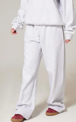 Clearance PrettyLittleThing Premium Embroidered Oversized Wide Leg Sweatpants Ash Grey