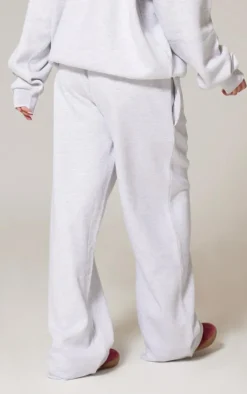 Clearance PrettyLittleThing Premium Embroidered Oversized Wide Leg Sweatpants Ash Grey